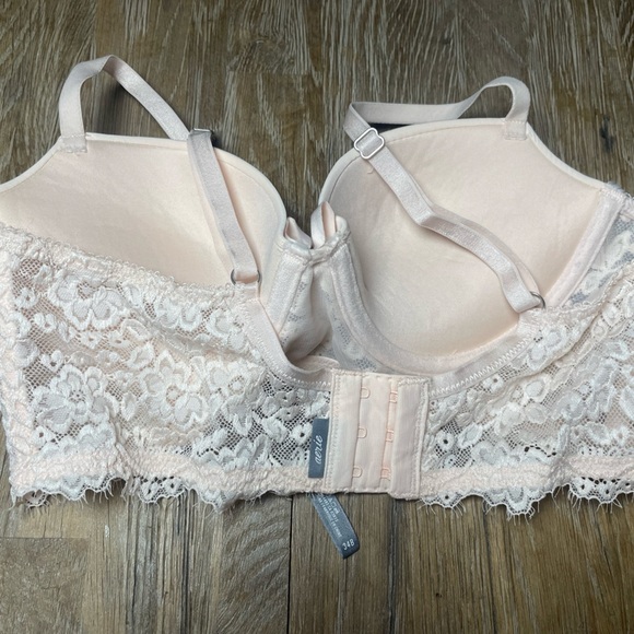 Aerie 34B Bra Pink Bow Lace Lingerie Valentines Push Up Padded Sexy 34 B Girly - Picture 7 of 8